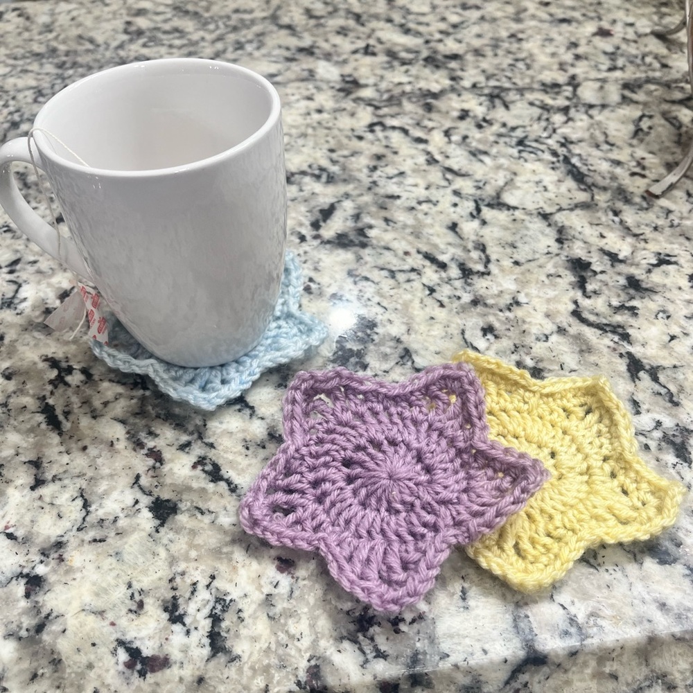 HANDMADE Star Crochet 3pc Coaster Set